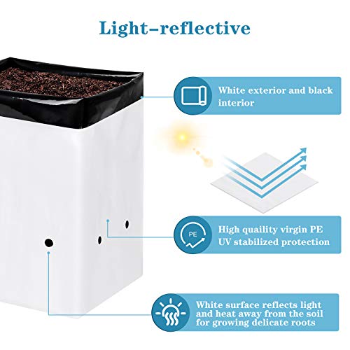 Ipower GLGROWBAGFILM1X50 50-Pack 1 Gallon Black And White Grow Bags Panda Film Containers thumb #2