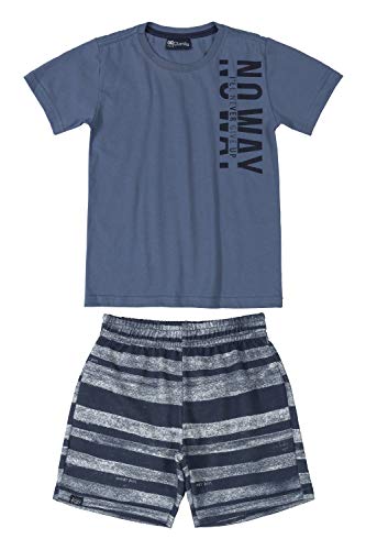 Conjunto Camiseta Malha e Bermuda Moletom, Quimby, meninos, Azul, 12
