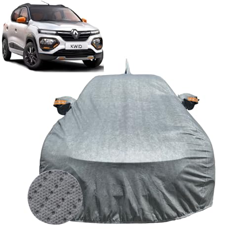 Image of Car Cover for Renault Kwid (2015-2026) |100% Waterproof Cover with Antenna & Reflective Mirror Pockets | Dustproof, Scratchproof, Heatproof Kwid Car Cover |Soft Cotton Lining| Grey