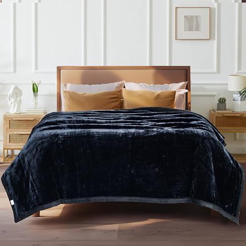 Image of ABRAZO Reversible Mink Blanket for Winter & AC | Double Bed 220x240 cm Soft & Warm Blanket /Dohar /Quilt /Comforter | All Season Use | (Black)