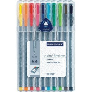 Staedtler triplus fineliner 334 Multi 10pièce (S) Ende – Kugelschreiber dünner (Multi, grau, Polypropylen)