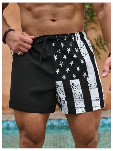 Men's American Flag Graphic Shorts Designer Drippy Summer Beach Shorts Streetwear Black Flag Small4