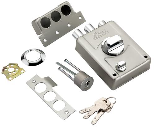 Image of Link Thunderfist Rim Lock for Door | Double Action Movement with 1 Lac Cycle Tested for Home, Office, Hotel Door | Heavy Duty Lock with Latch One Side Key, 3 Brass Key, SS Finish | 10 Years Warranty