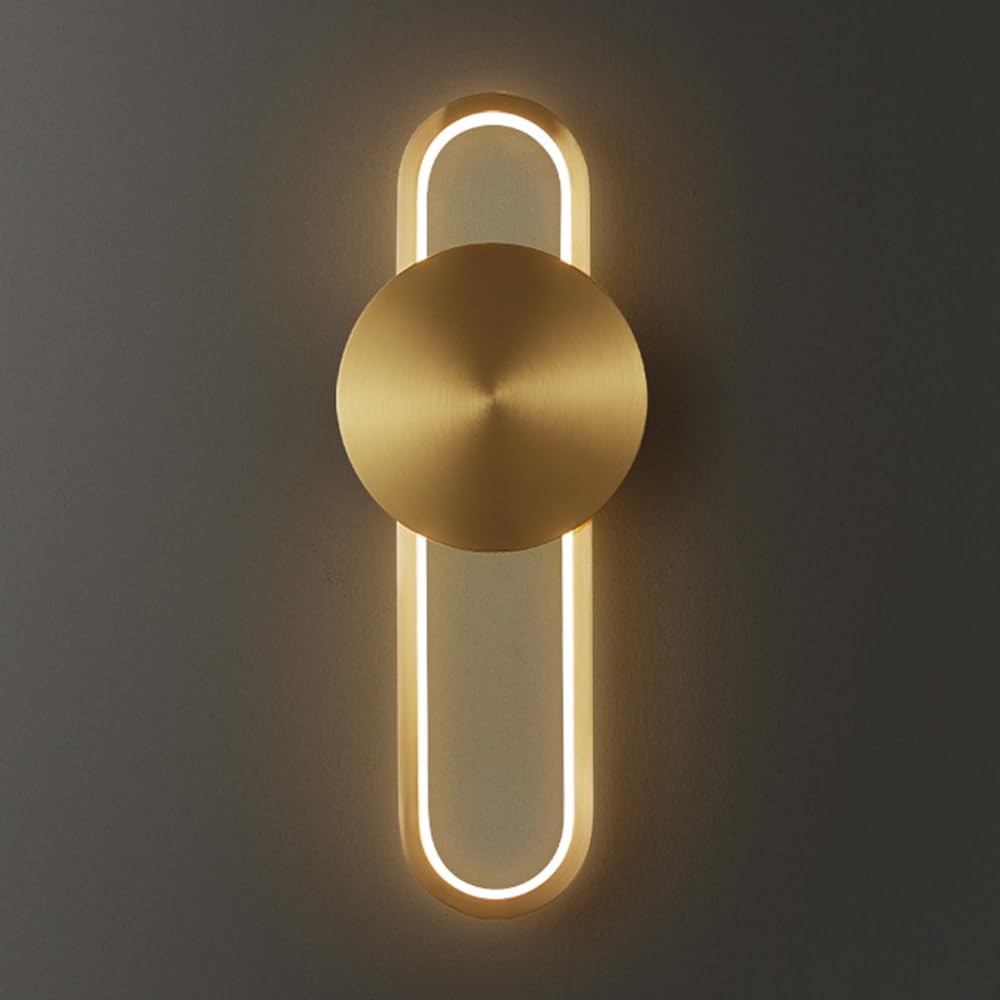 HPTHLY Brass Wall Mounted Lamp For Bedside, 18W Led Wall Sconce With Siliclampshade Indoor Wall Lighting - 3 Color Mode, Living Room Bedroom Hallway Wall Lig(D)