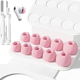 Picture of Inesore 5 Pairs Replacement Ear Tips for AirPods Pro 3 (2025) with Portable Storage Box & Cleaner Pen,Built-in dust Guard Screen Silicone Ear Tips 5 Sizes (XXS/XS/S/M/L)-Pink