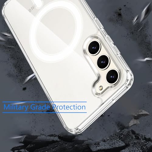 Image of Magnetic Silicone Case for Samsung Galaxy S21FE 5G Compatible with MagSafe, Shockproof Phone Bumper Cover, Anti-Scratch Clear Back (Clear)