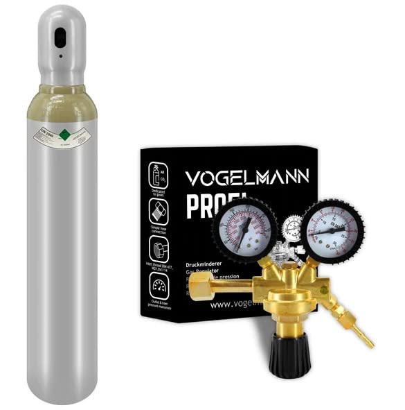 Bombona gas helio 8L 1,5m3 con regulador Profi Vogelmann servicio gas set cilindro soldador de gas