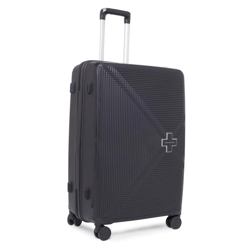 Image of SWISS MILITARY Maze 75CM Hard Trolley Bag, 106L Large Polypropylene Luggage, TSA Lock, 360 Dual Wheels, Anti-Theft Zipper, Branded Interior, Strong Handle, Long Trip Travel Suitcase, 5-Year Warranty