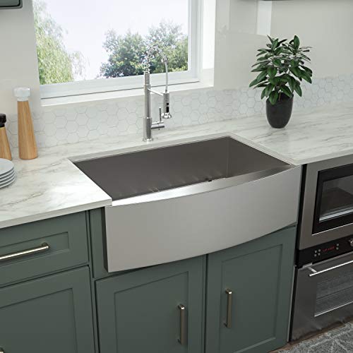 33 Framhouse Sink - Logmey 33 inch Kitchen Farmhouse Sink Apron Front Stainless Steel 18 Gauge Single Bowl Kitchen Farm Sink - Thumbnail 4