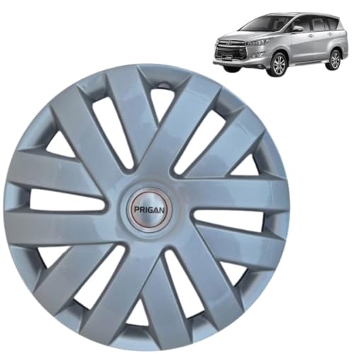 Image of Prigan Wheel Cover for Toyota INNOVA Old 15 Inch Silver Wheel Cap (Available in 15 Inch) (Set of 4 Pcs) (Press Fitting) Model- Polo Silver-15