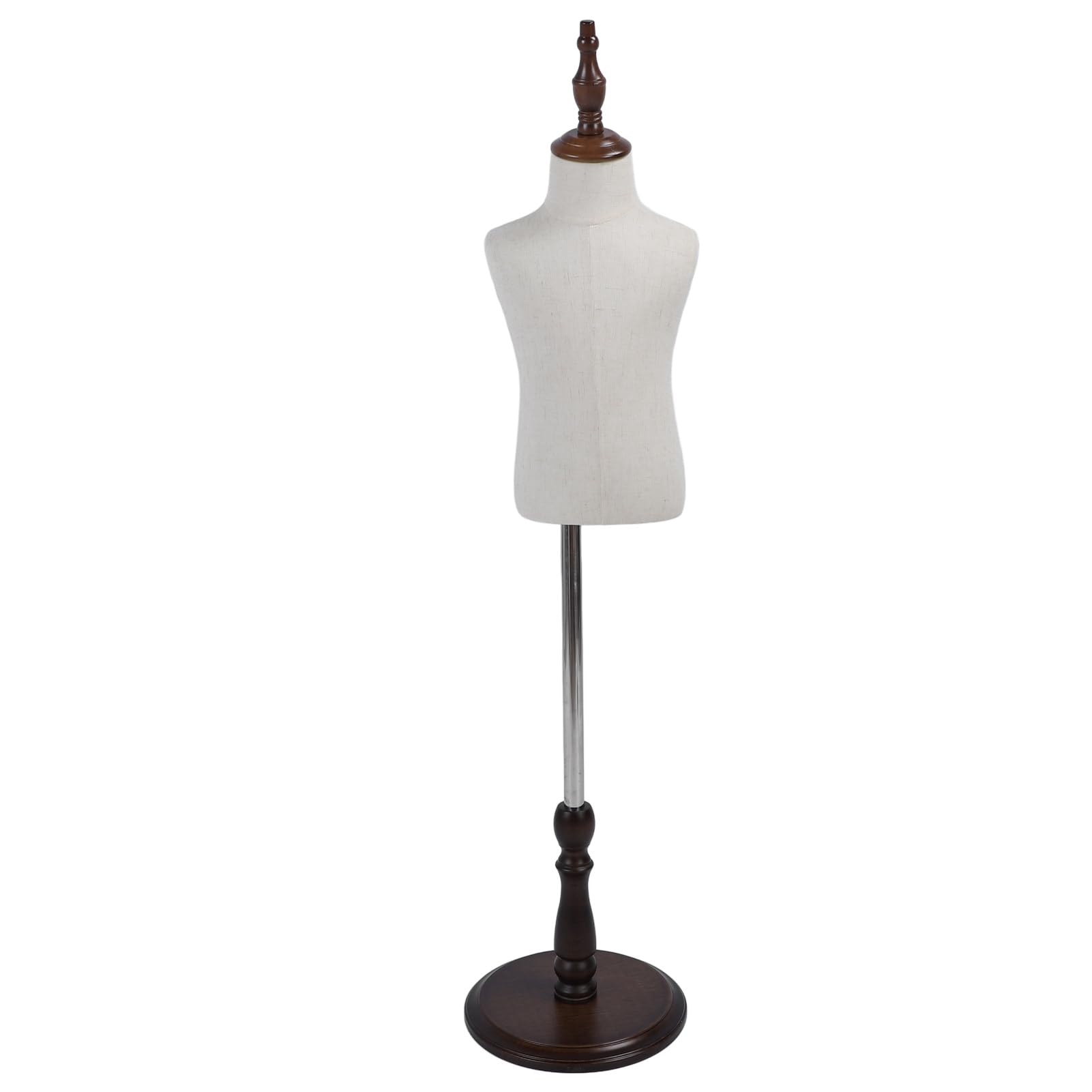 Forma de Vestido para Niños, Cuerpo de maniquí Infantil, Torso de maniquí para Niños con Base de Madera Ajustable para Exhibición de Ropa, Fotografía de (Base de 9,8 Pulgadas con Cabeza de)