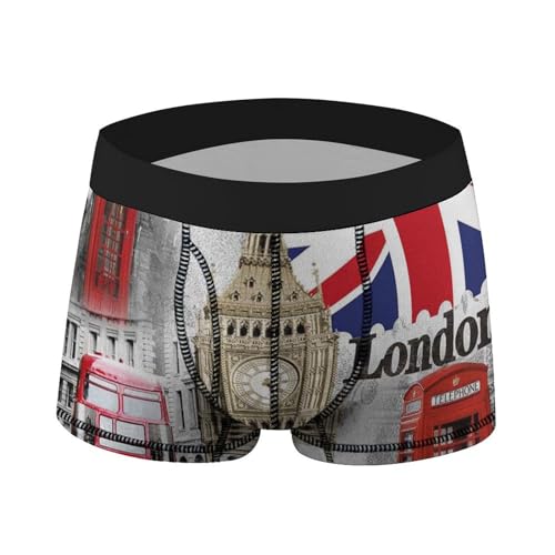 London Big Ben UK British Flag Men's Boxer Briefs Soft Underwear Stretch Waistband Trunks Panty2