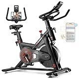 Wenoker Exercise Bike for Home β 350LB Indoor Cycling Bike, Low Noise Stationary Spin Bike with App Sync, Adjustable Seat, LCD Monitor, Smooth & Quiet for Cardio Workout