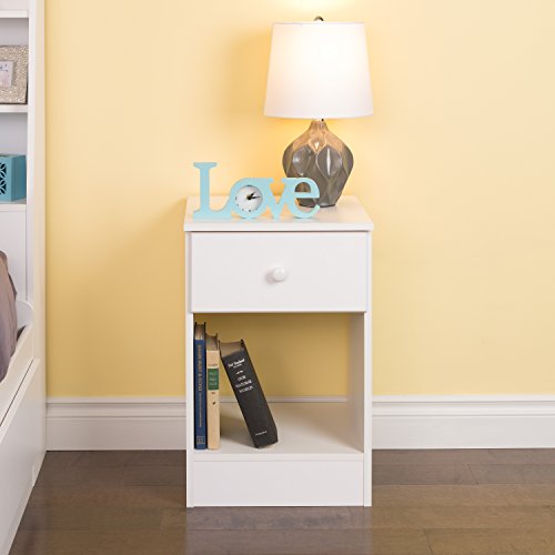 Prepac Astrid Tall 1 Drawer Nighstand, White