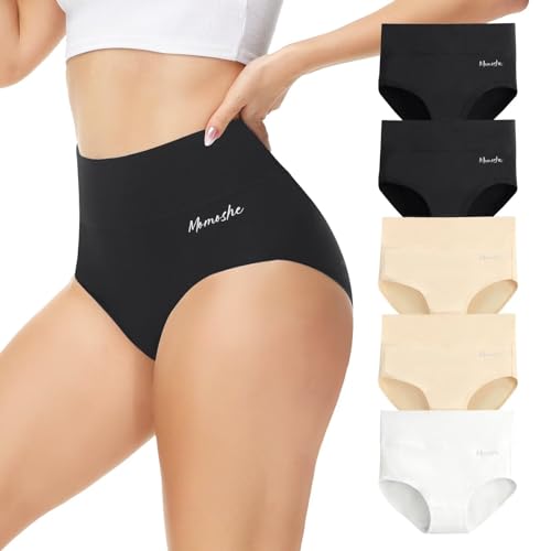Momoshe Bragas Mujer Algodon Cintura Alta Pack de 5 Braguita de Talle Alto Culotte Cómodo Talla Ropa Interior Negro Blanco Beige M Momoshe Bragas Mujer Algodon Cintura Alta Pack de 5 Braguita de Talle Alto Culotte Cómodo Talla Ropa Interior Negro Blanco Beige M