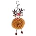 Amosfun Noël Porte-clés Pompoms Fourrure Pendentif en Forme de Renne Pendentif Porte-clés de Sac à Main Décoration Suspendue de Sac Ornement Noël