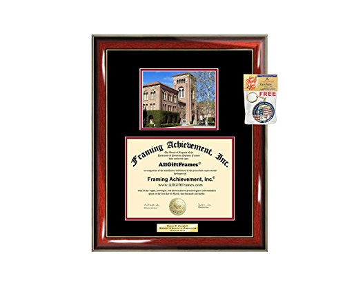 Diploma Frame University of Southern California USC Graduation Gift Idea Engraved Picture Frames Engraving Degree Graduate Bachelor Masters MBA PHD Doctorate School