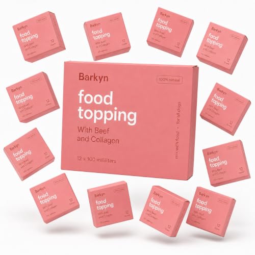 Barkyn Dog Gravy Food Topper Beef with Collagen & Hyaluronic Acid - Natural Meal Topper for Picky Eaters Skin & Joint Support - Pack of 12 x 100 ml Pouches Made in EU