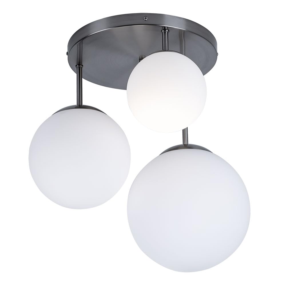 GLOBO Decken Leuchte Wohn Ess Zimmer Beleuchtung Kugel Glas Lampe satiniert 3-flammig 1581-3DR Beleuchtung