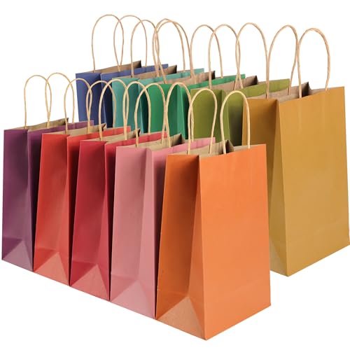 Sacs de fête pour enfants GITMIWS en papier kraft multicolore de 21,6 cm pour goûter réussi