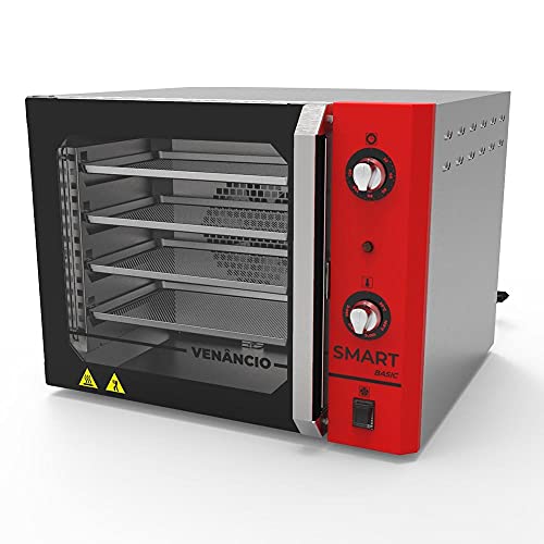 Forno Turbo Convector Elétrico Smart Basic 4 Esteiras Inox e Painel Vermelho FCSB4E - Venâncio 220v
