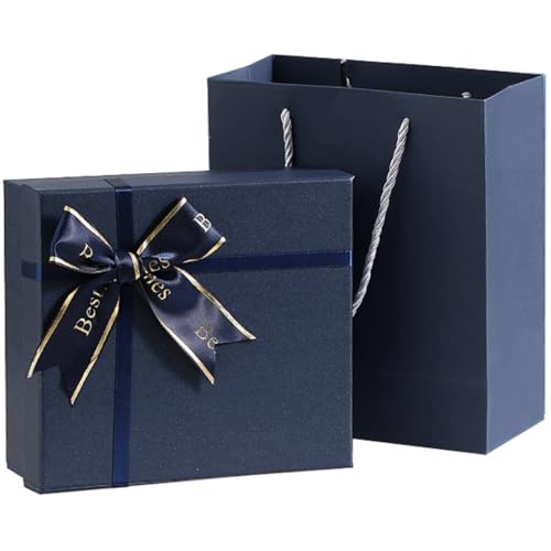 RAYTRUTH �M�t�g�{�b�N�X 15×15×7cm �v���[���g�{�b�N�X �����p �v���[���g �� ���b�s���O �M�t�g�ܕt�� (�l�C�r�[)