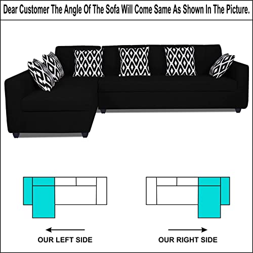 Image of Adorn India Rio Highback L Shape 6 Seater Sofa Set (Left Side Handle)(Black)