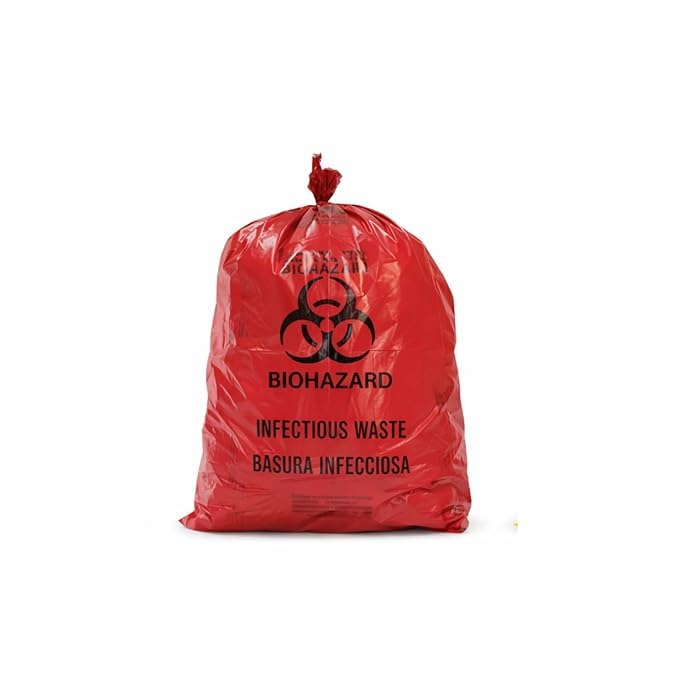 Image of Kausta Bio Hazard /Bio-Medical Waste Bag (21x24 Inch, Red-10, Blue-10, Yellow-10) Pack of 30 Bio‑Hazard /Biomedical Waste Bags Biohazard /Bio‑Medical Waste Bag leak-proof waste bags (Red)