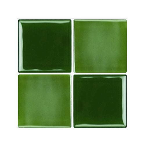 Everpertuk 20pcs Stickers de Carrelage en PVC Auto-adhésif Imperméable Autocollant Mural Décoratif Stickers Muraux Carreaux de Sol pour Cuisine Salle de Bain Maison Vert 15X15cm