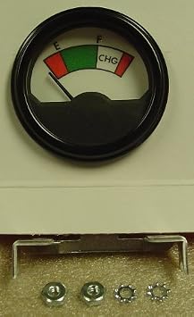 Golf Cart Battery Meter 36 Volt Round State of Charge Gauge Battery Charge Indicator for 36V Carts USA Made Dash Mount Meter with U Bracket Nuts Washers Fits 2 Hole Easy Install 2-1/16