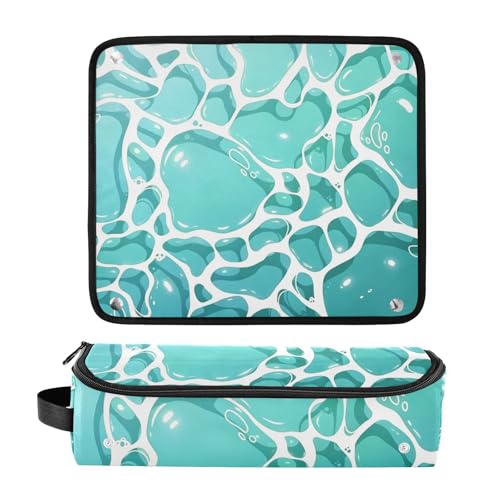 Bolsa de viaje para herramientas de cabello resistente al calor con cierre magnético y tapete resistente para planchas y rizadores, color menta miniatura 3