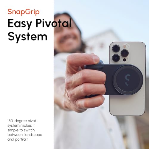 Image of ShiftCam SnapGrip Essential - Magnetic Phone Camera Grip with Wireless Shutter Button & Tabletop Dock - Compatible with iPhone & Android - Midnight
