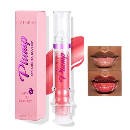 VBA Lip Plumper Glossy Lipstick – Hydrating, Volumizing, High-Shine Glass Mirror Glaze Makeup for Fuller Lips – Injection Shape (#4)