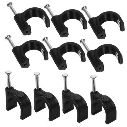 Alipis 100 Piezas Abrazadera de tubo redondo clips fijación abrazaderas de tubo accesorio de tubería abrazadera j abrazaderas con clavos abrazaderas de soporte acero Black