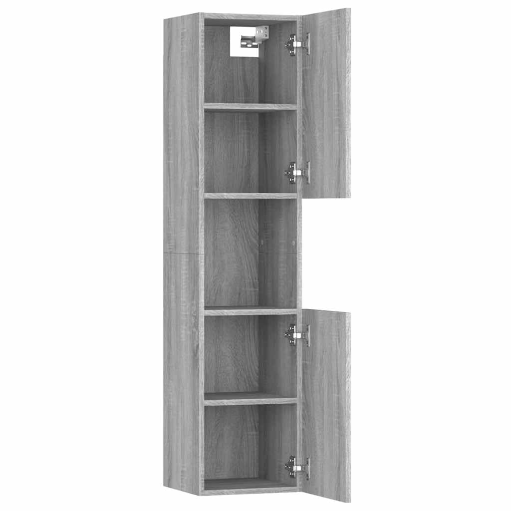 vidaXL Armario de Baño Mueble Aseo Tocador Almacenamiento Maquillaje Decorativo Pared Familia Hogar Casa Madera Contrachapada Gris Sonoma