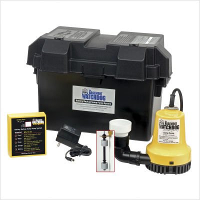 THE BASEMENT WATCHDOG Backup Sump Pump, Industrial, Plastic, Battery Powered, 2000 GPH, 10 FT Lift, 12V DC