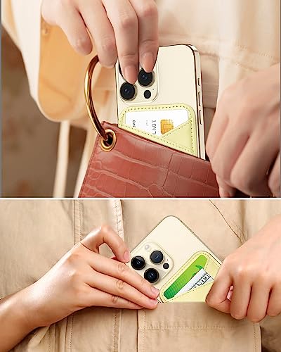 Image of Miroddi for MagSafe Wallet, Strongest Magnetic Card Holder for iPhone 17 /16 /15 /14 /13 /12 Series, Ultra-Thin Leather Magnetic Phone Wallet with 2 Card Slots, RFID Blocking, No More Falling, Lemon Yellow