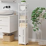 Kitsure Toilet Paper Holder Stand – Compact Bathroom Storage Cabinet for Extra Rolls and Small Items, Bathroom Organizers and Storage for Small Spaces, Living Room, Bedroom, 38.3' H, White