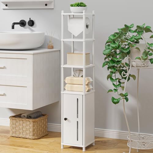 Kitsure Toilet Paper Holder Stand – Compact Bathroom Storage Cabinet