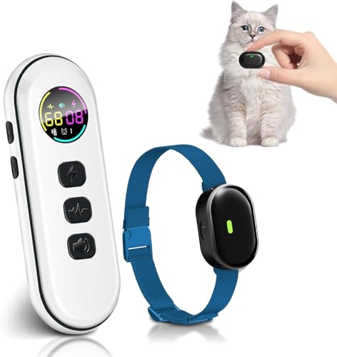 Ultra-Small Cat Shock Collar, Ultra-Light & Thin Cat Training Collar with 1300ft Remote (Navy Blue)
