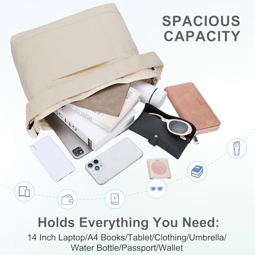 Image of VASCHY Canvas Messenger Tote Bag, Lightweight Casual Crossbody Slouchy Shoulder Hobo Side Bag for Men and Women