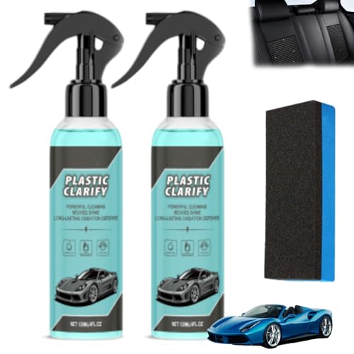 Kingwwy Plastic Clarify For Cars, Multipurpose Efficient Car Plastic Restorer Spray, Waterless Spray Wax, Rubber Restorer (B-2 Pcs)