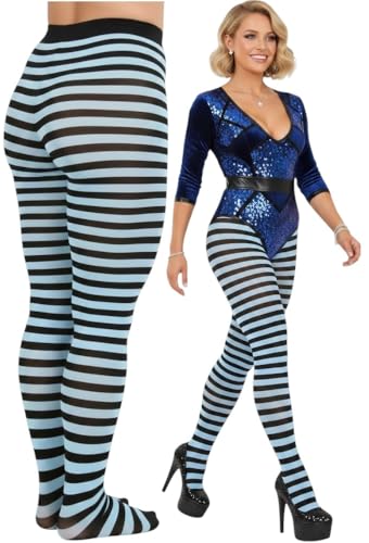 Image of ToBeInStyle Women's Thin Horizontal Stripe Opaque Tights Pantyhose - Regular or Plus