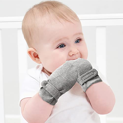 Image of Newborn Baby No Scratch Mittens Stay On, 100% Cotton Breathable, Adjustable Infant Gloves for Baby Boys Girls Mittens