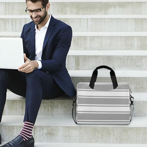 Bolso para laptop gris a rayas para oficina y negocio miniatura 3