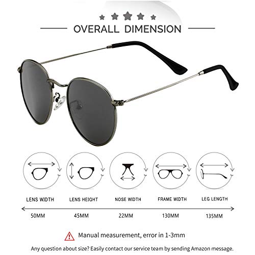 Image of Kursan Small Round Metal Polarized Sunglasses for Men Women Mirrored Lens Classic Circle Sun Glasses