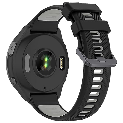 TopPerfekt Armband kompatibel mit Garmin Forerunner 965, Weiches Silikon-Ersatzarmband für die Forerunner 965 Smartwatch für Damen und Herren (Schwarz – Grau)