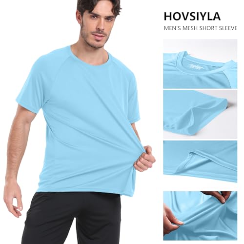 Image of HovSiyla 1 /5 Pack Running Shirts Men Sport Tops Dry Fit Gym Wicking Athletic T Shirts Breathable Cool Workout Shirts