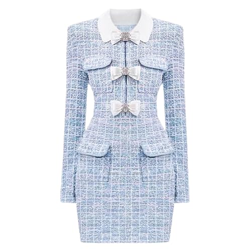 Robe tricotée stretch manches longues Kelsiop robe ajustée col nœud avec bouton diamant chic