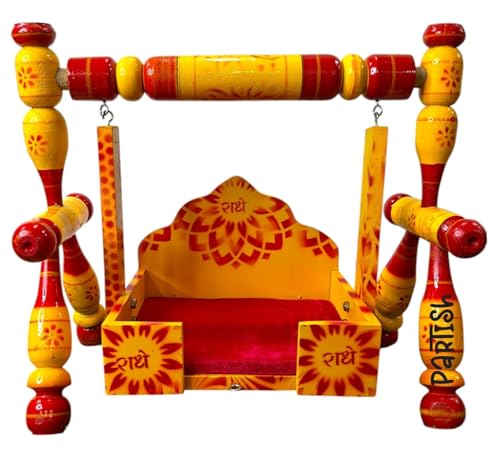 Image of PARTISH Jhula for Laddu Gopal | Krishna Bal Gopal Jhula for Ladoo Gopal - Swing for Kanha Ji | Thakur Ji | Janmashtami Palna for Home Temple Mandir (for Idol Size 0,1 & 2, Sankheda)